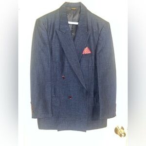 Men's H Johns Navy Double-Breasted Blazer- Suit (5 pcs) vintage